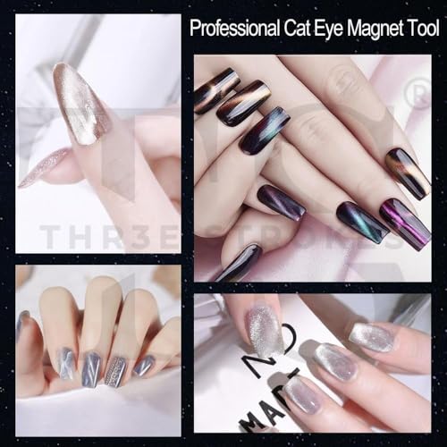 Image of THR3E STROKES 3 in 1 Nail Magnet, Multifunctional Cat Eye Gel Nail Polish Magnet Pen, 3D Magnetic Nail Polish Stick for Home DIY, Salon, Studio, Nail Art Design Tools (3 IN 1)(DARK BROWN)