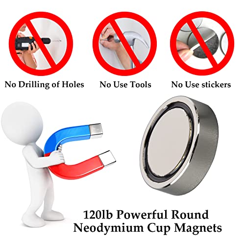 Ulibermagnet 120Lb 4Pack Strong Neodymium Round Magnet With M8 Female Thread, Powerful Magnetic Removable Mounting For Lighting,Tools, Equipment With Bolt #TOP2