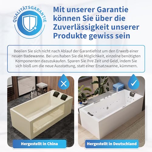 AQUADE Whirlpool Badewanne - Badewanne 170x75 cm - Unikales Whirlpool-Erlebnis nach Ihren Wünschen - Wählen Sie Ihre perfekte Wanne oder Whirlpool -Ihre individuelle Wahl für Wellness zu Hause – Bild 6