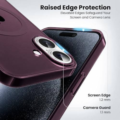Image of DIZORO Matte Case for iPhone 17 Compatible with MagSafe, Camera Lens Full Protection, Shockproof Translucent Frosted TPU Soft Phone Cover, Anti-Fingerprint (Burgundy)