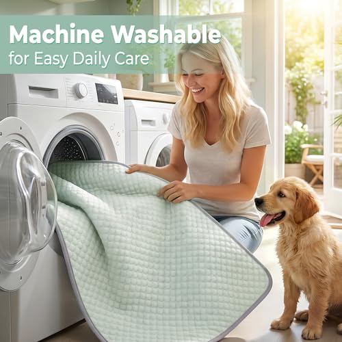 Image of PatiencET Extra Large Dog Cooling Mat, 40 x 50 in XL No-Gel Cooling Pad for Large Dogs, Cool Touch Pet Mat with Ice-Dot Texture, Washable Summer Dog Mat for Bed, Floor, Crate, Sofa, Car, Light Green