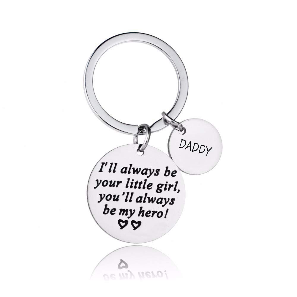 Dog Tag Necklace Keychain to Dad Father's Day Gift from Daughter Son,Laser Engraving Keychain for Papa Husband Birthday Mens Gift