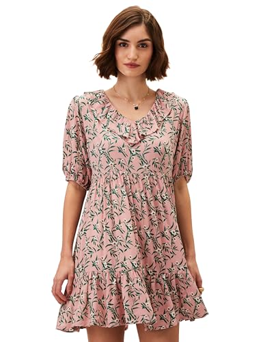Image of Amazon Brand - Eden & Ivy Women's Crinkled Rayon Fit and Flare One Piece Knee-Length Dress (Available in Plus Sizes)
