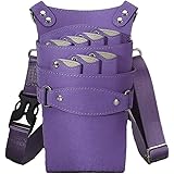 loyfreeyo シザーケース 美容師 シザーバッグ ショルダーバッグ トリマー 収納 ハサミ収納 コーム プロ仕様 大容量 ポーチ 理容室 ウエスト はさみ 櫛 サロン 家庭用 2way ツールポーチ レザー 挿し ベルト付き (パープル)