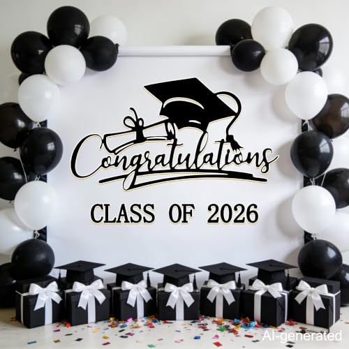Decoración Vinilo Pared Graduación Congrats Grad Negro miniatura 3