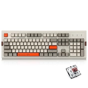 NACODEX AK510 Retro RGB Mechanical Keyboard 104 Keys Anti-Ghosting - PBT SA Spherical Keycap - Brown Switches - Customizable RGB Backlit - Programmable Macro Function (RGB Brown Switches)