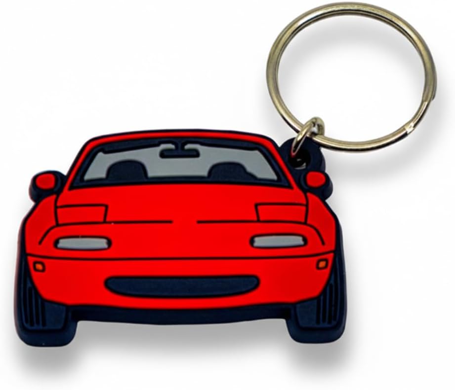 Vintage Ltd. Inspired by NA Miata MX-5 Roadster - Soft Rubber Key FOB - Automotive Enthusiast Accessory - Gift for JDM Fans (Red)