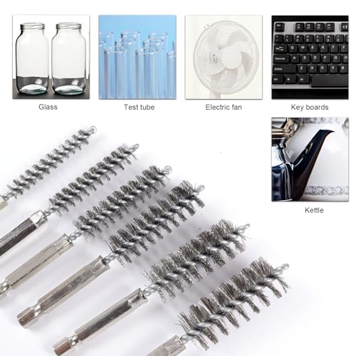 Image of Wire Scratch Brush 8 Set, Heavy Duty Stainless Steel 11 Inch with Plastic Handle Descaling Welding Dust Bending Hand Tool, Teel Brush Rust Remover for Metal