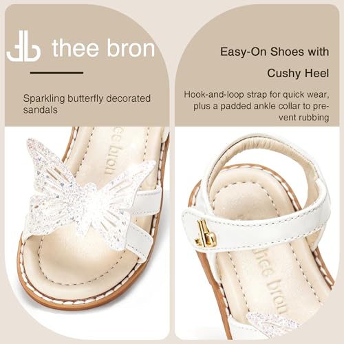 Image of THEE BRON Toddler Girls Sandals Wedding Flower Girl Dress Shoes Open Toe Flats