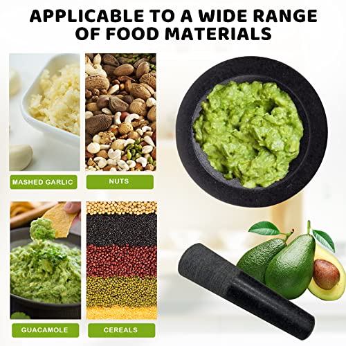 Comie Mortar And Pestle Set,Heavy Duty,Unpolished Granite,6Inch-2Cup Capacity,Grinder For Spices And Seeds,Grinding,Crushing And Mashing Spices,Nuts,For Guacamole,Garlic Sauce,Black. #TOP2