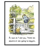 Gift for Women, Baby shower Decorations - Vintage Nursery Wall Decor - Quotes Wall Art - Kids, Little Girl, Toddler, Baby Boy Bedroom Decor - Christopher Robin, Piglet Unframed