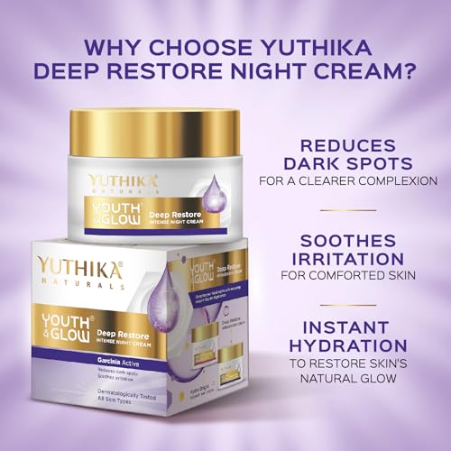 Image of Yuthika Youth & Glow Deep Restore Night Cream for Women Oil Free, Non Sticky, Reduces Dark Spots, Fine Lines & Wrinkles, Dermatologist Tested for All Skin Types (25g, Pack of 2)