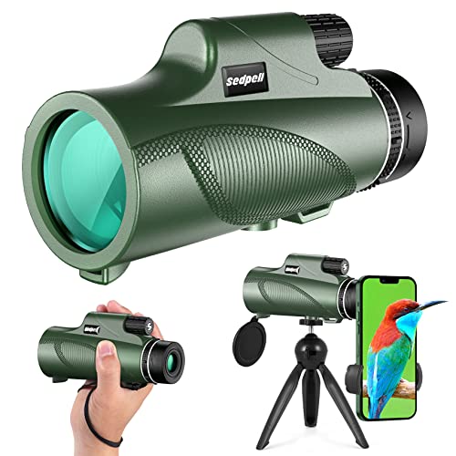 Sedpell 10x50 Monocular Telescope with Smartphone Adapter, Tripod, High Power Monoculars for Adults,...