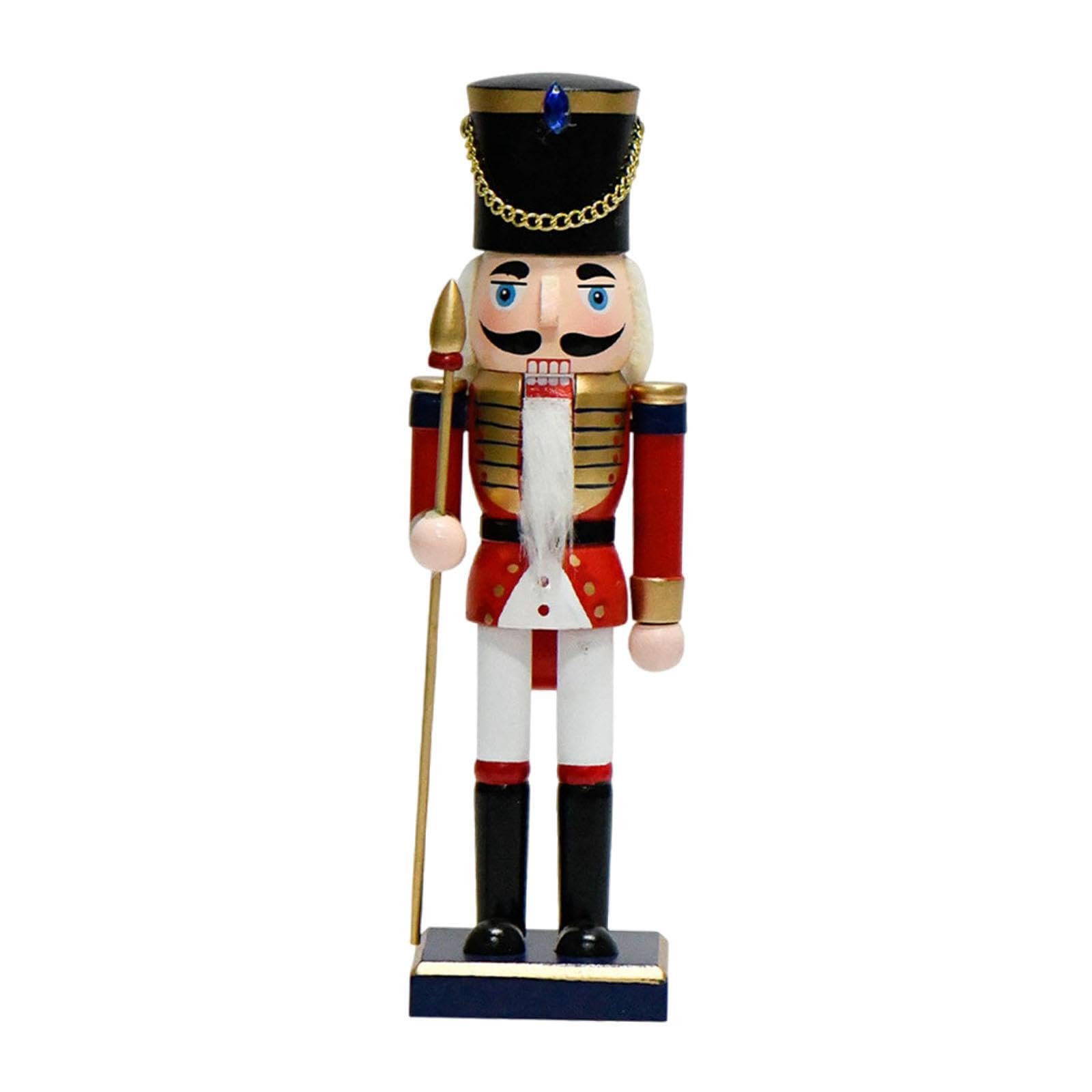Kixzsaz Red Wand Puppet Walnut Desktop Ornament Crafts Nutcracker Figurine Christmas Nutcracker Figurine Statue Winter Table Centerpiece Indoor Party Winter Table, 7.8X8x25.5cm