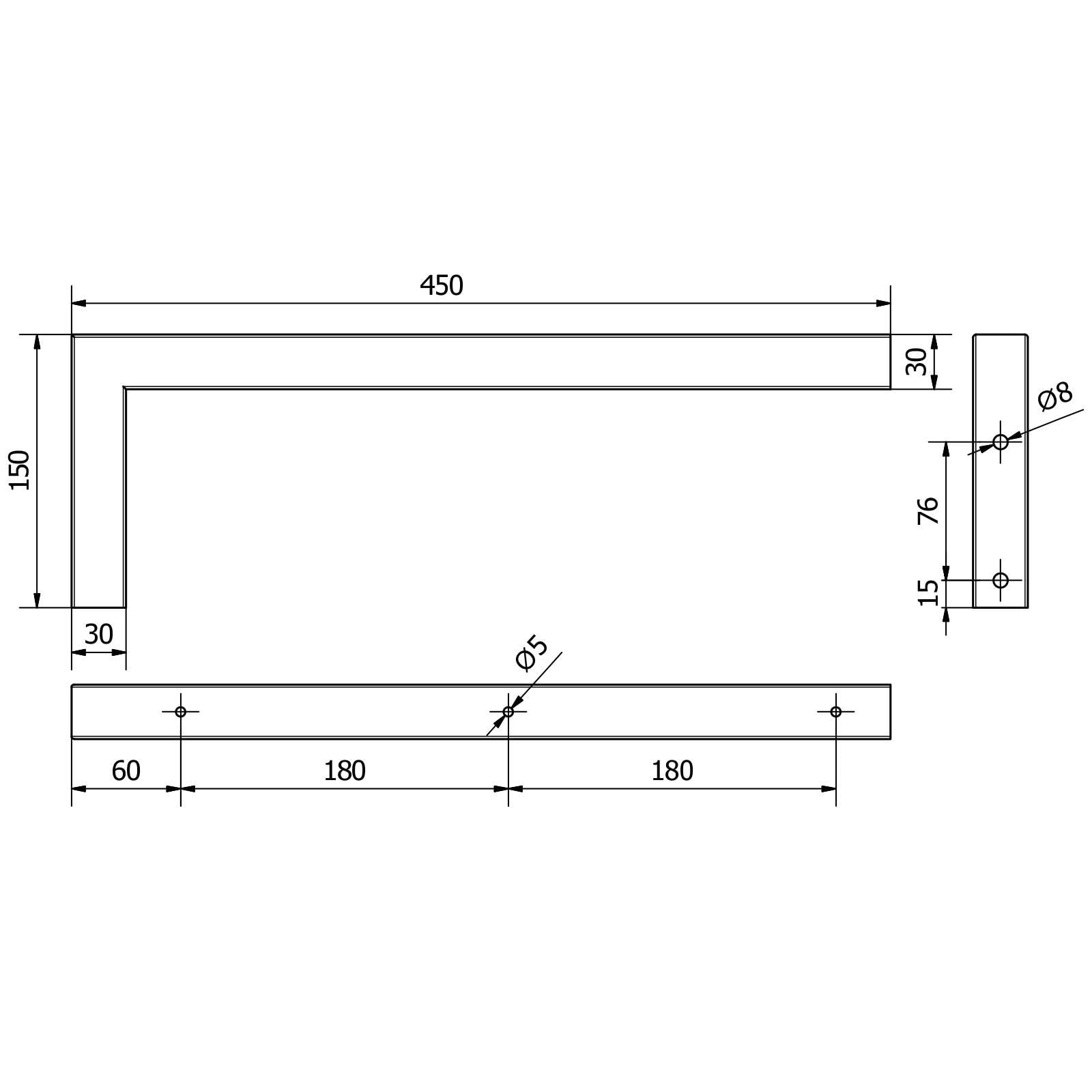 SOTOOLS 2 x Regalwinkel L-Winkel aus Edelstahl 450x150x30 gebürstete Oberfläche, stabile Regalkonsole, auch für Waschtische
