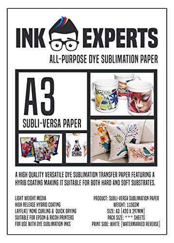 Ink Experts Subli-Versa - Papel de sublimación (A3, 115 g/m²) 50 Sheets