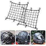 Amiss 2 Packs 15'x15' Elastic Motorcycle Cargo Net, Heavy Duty Bungee Net with 6 Adjustable Plastic Hooks, Luggage Thicken Netting with 2'x2' Small Mesh, Fit for SUV, Motorcycle, ATV, Bike - Black