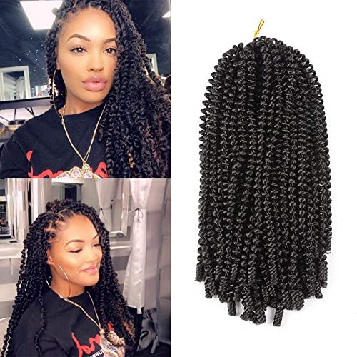 Long Spring Twist Crochet Hair 14 Inch 5 Packs for Black Woman for Buttterfly Locs Twist Crochet Braids Natural Black Synthetic Braiding Hair Extensions (14Inch, 1B)