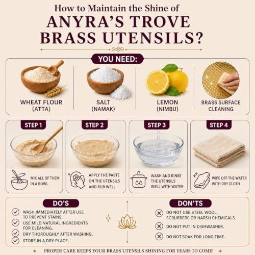 Image of ANYRA'S TROVE Pure Brass Handi with Lid(1.25L) Kalai Coating |Traditional Pital Cooking Pot|Milk Pot|Pital Tope|Tapeli|Handmade Golden Finish Brass Utensil for Home Chefs & Gifting(1250ML)