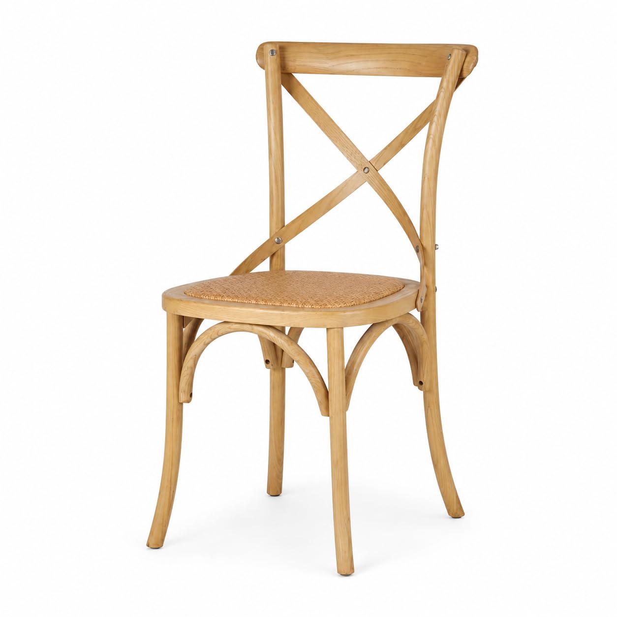 DUPI Pack de 4 Sillas de Madera Clásica de Ratán Trenzado | Estilo Rústico | Asiento Cómodo para Comedor, Cocina y Salón | 48 x 52,5 x 89 cm
