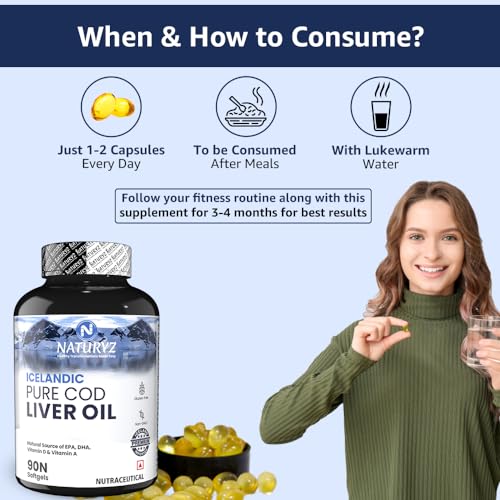Compare Naturyz Icelandic Pure COD Liver Fish Oil capsules with Omega 3