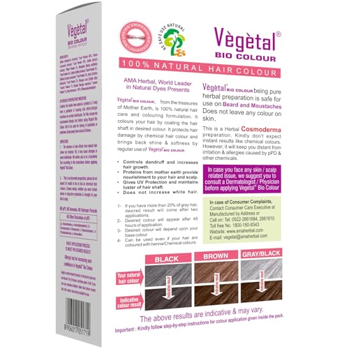 Vegetal Bio Colour - Experience Natural Black Beard Hair Color for Men | Ammonia-Free, PPD-Free, 100% Organic, and Herbal | Safe and Effective Beard Dye | Complete Kit Included | 25g - Image 5