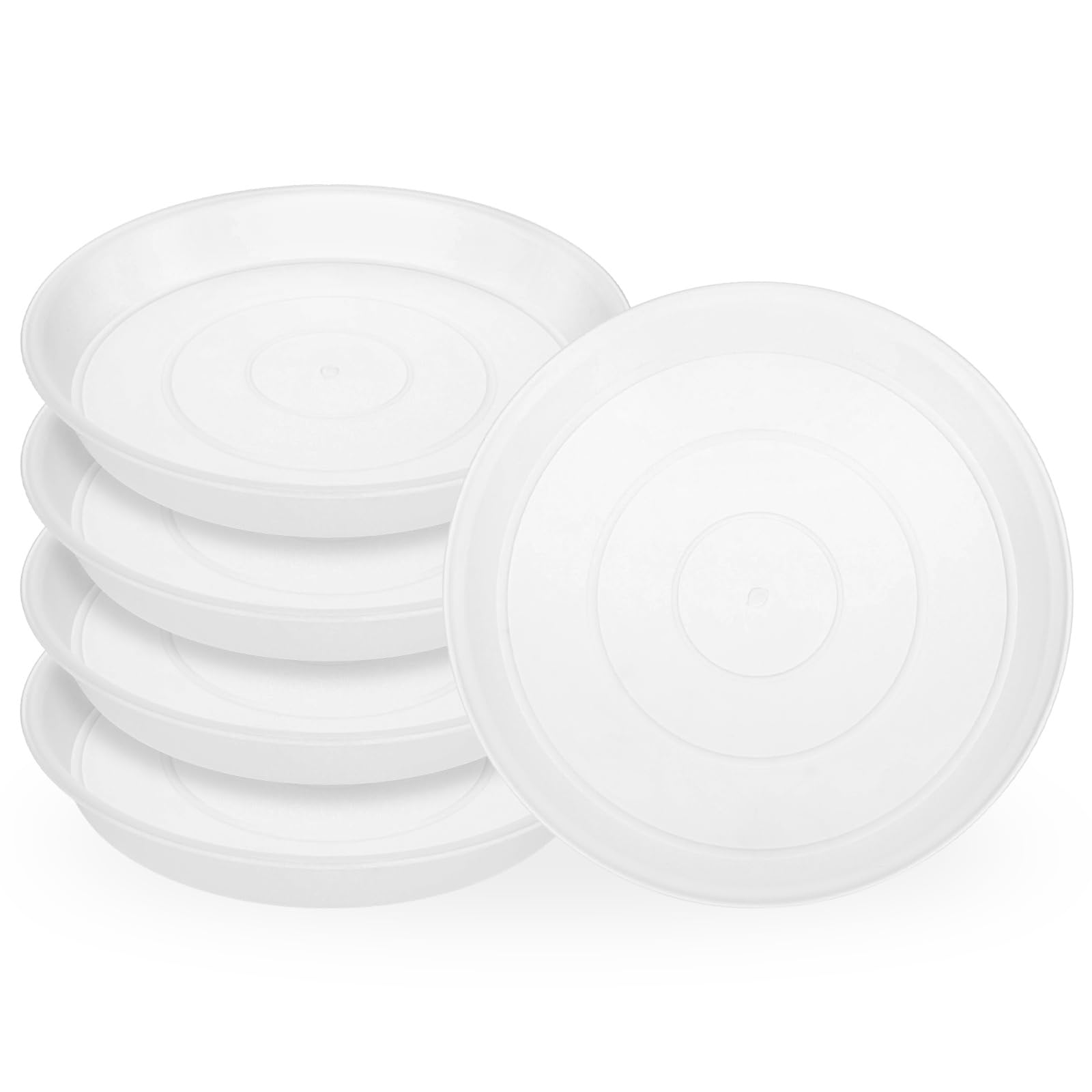 M METERXITY 5-Pack Plant Saucers 7.5in ID Plastic Water Trays, Clear