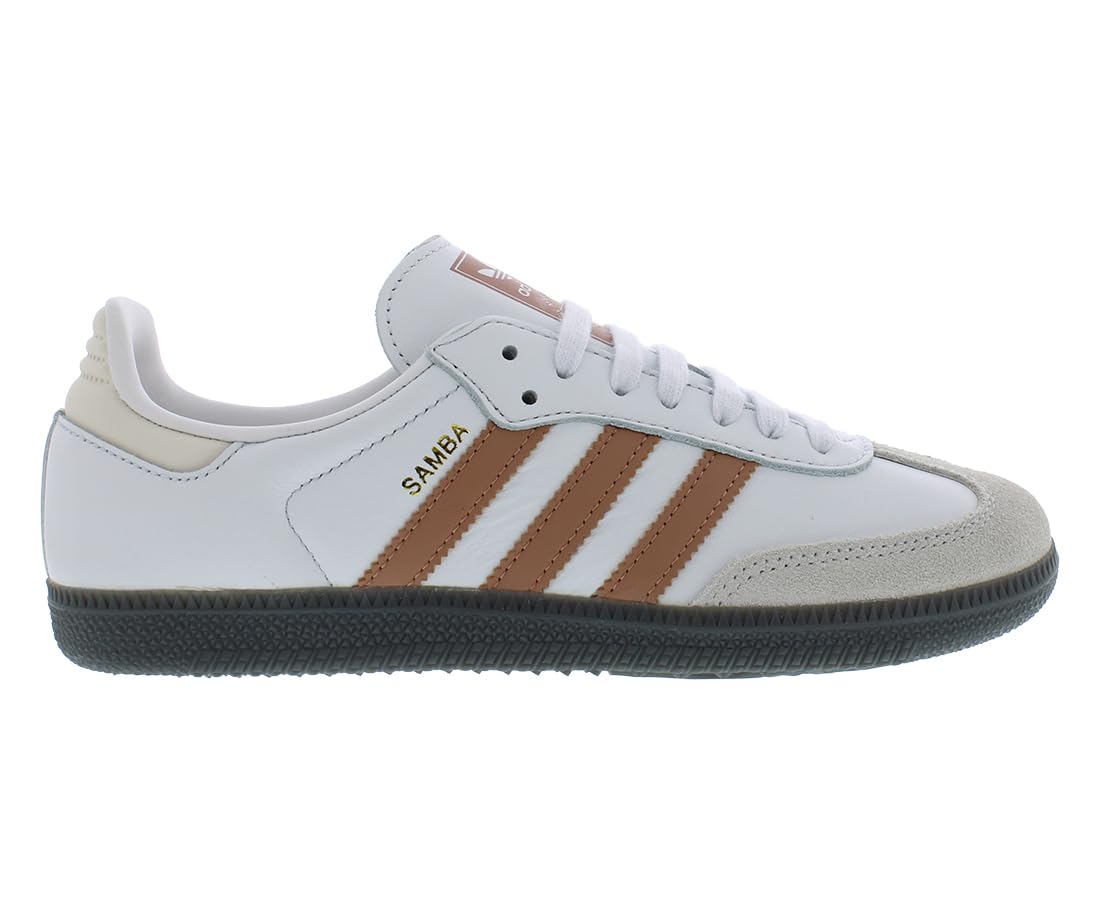 adidas Samba Womens Shoes Size 7, Color: Crystal White/Clay Strata/Gold Metallic