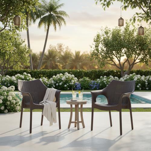 Image of Supreme Cambridge Heavy Plastic Chair for Indoor and Outdoor Use|Color: Wenge; Set of 2 Chairs