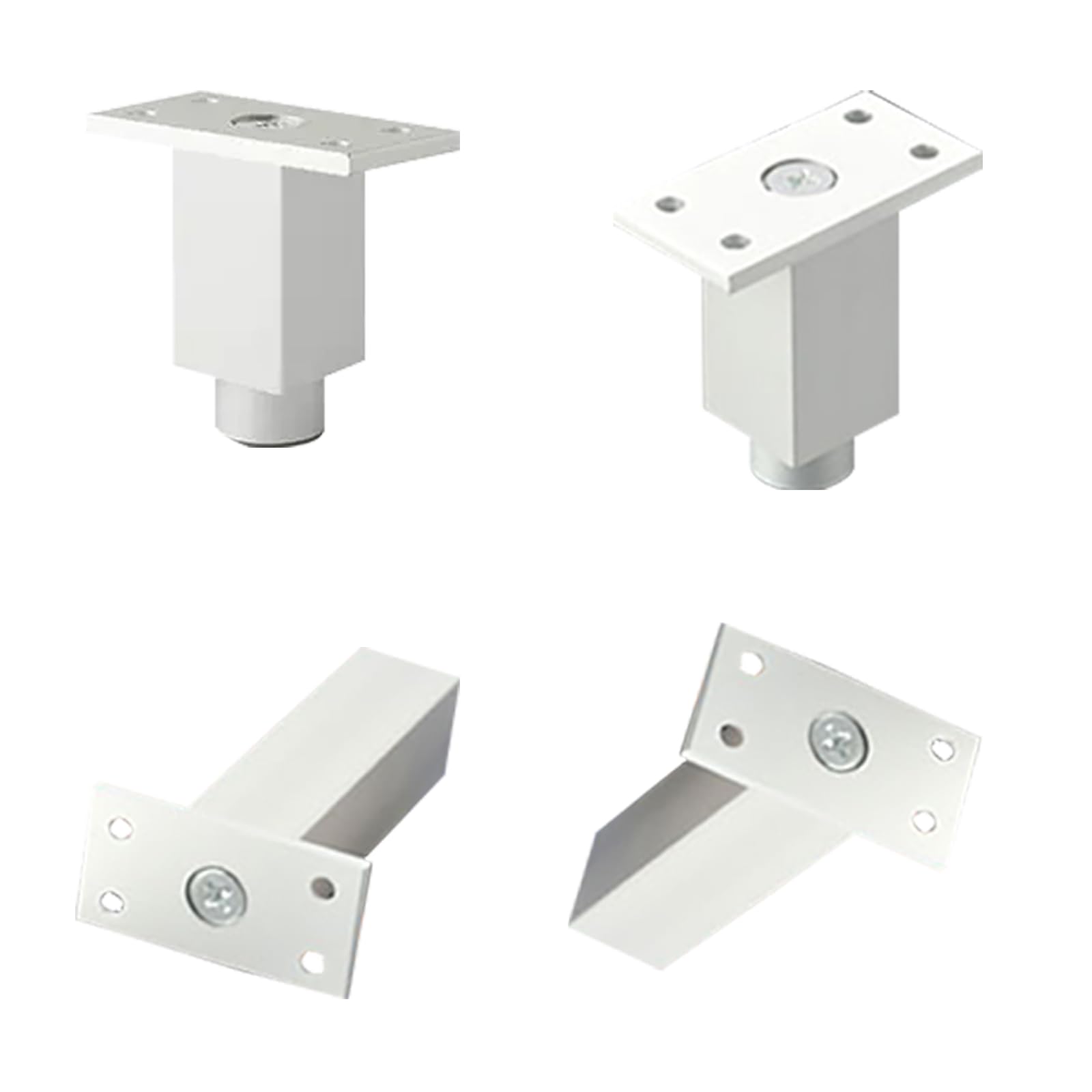 Patas de mesa para café regulables de 6 a 25 cm en aluminio plateado, juego de 4 piezas
