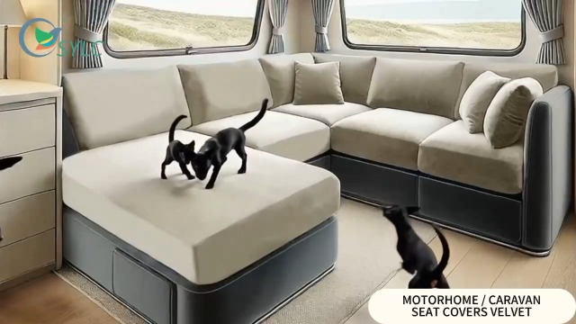 Stoelhoes voor caravan, rekbaar jacquard, huisdiervriendelijk, spatwaterdichte kussenhoezen voor dinette, bankkussens voor campersofa (wit, B 55-85 cm, D 25-45 cm