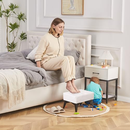 Cpintltr-Small-Footstool-Ottoman-Leather-Soft-Footrest-Ottoman-with-Iron-Legs-Rectangle-Foot-Stools-with-Non-Slip-Pads-Step-Stool-Sofa-Footrest-for-Living-Room-Entryway-Bedroom-White Cpintltr Small Footstool Ottoman Leather Soft Footrest Ottoman with Iron Legs Rectangle Foot Stools with Non Slip Pads Step Stool Sofa Footrest for Living Room Entryway Bedroom White