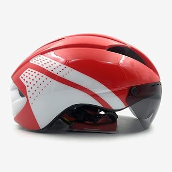 Amazon 自転車 ヘルメット Xxwddp エアロヘルメットタイムトライアルサイクリングヘルメット男性用女性ゴーグルレースロードバイクヘルメットレンズ付き ヘルメット