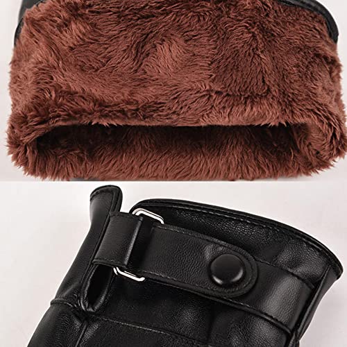 Image of Men Winter Gloves PU Leather Touchscreen Windproof for Riding Motorcycle Black| Mens Accessories | Gloves & Mittens|1 Pair Winter Gloves For Men