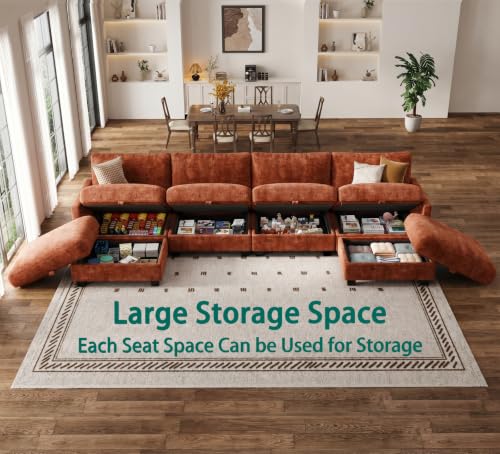 Image of Modular Sectional Sofa, 132 inch U Shaped Couch with Storage