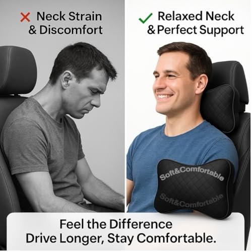 Image of Velvet Soft car Neck Pillow for Travel, Travel Micro Fiber Rest Pillow /Cushion Set of Pillows Compatible with All Cars - Pack of 2 Pieces (Black)