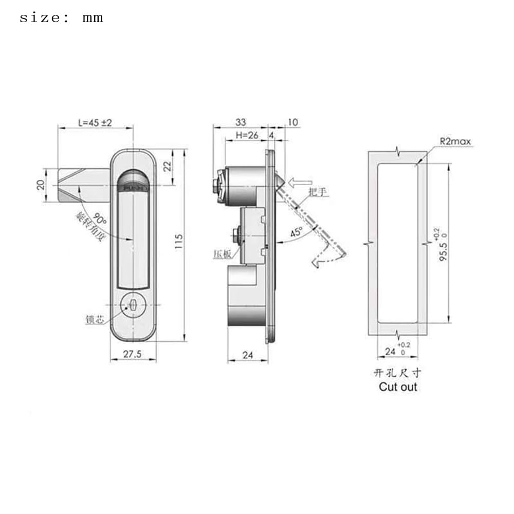 Lot de 3 verrous de boîte de jonction électrique, serrures de boîte de boîtier électrique intérieur et extérieur, serrures de porte d'armoire électrique (alliage d'aluminium), argenté