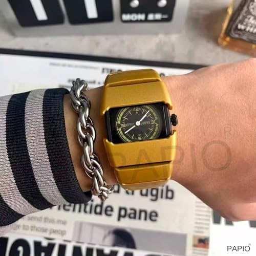 Image of PAPIO Stylish Rectangle Dial Analogue Watch | Premium Plastic Strap | Fashion Unisex Wrist Watch for Men, Boys, Women
