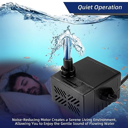 Image of 80GPH 5W Small Water Pump for Fountains: Low Noise, Compact, and Convenient Design for Small aquariums, fish tanks, pet water dispensers, desktop fountains, and other similar equipment