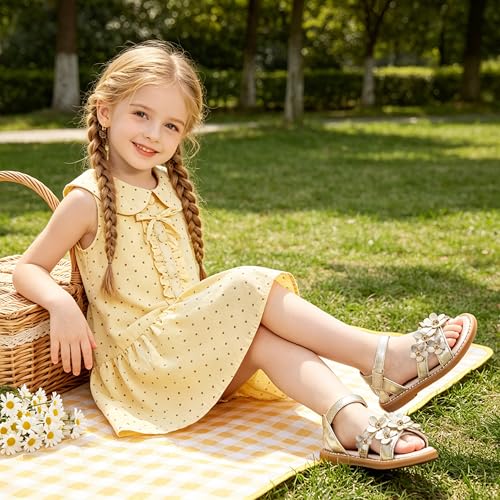 Image of GINFIVE Toddler Girls Sandals Little Girls Kids Summer Shoes Toddler Sandals