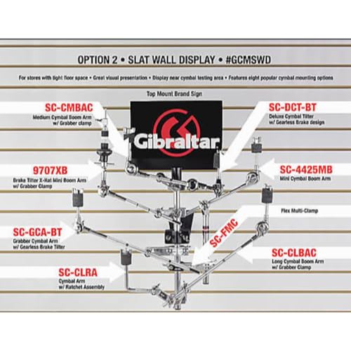 Gibraltar GCMSWD Cymbal Mounting Slat Wall Display, Features Eight Popular Cymbal Mounting Options, Drum Part, Hardware and Accessories