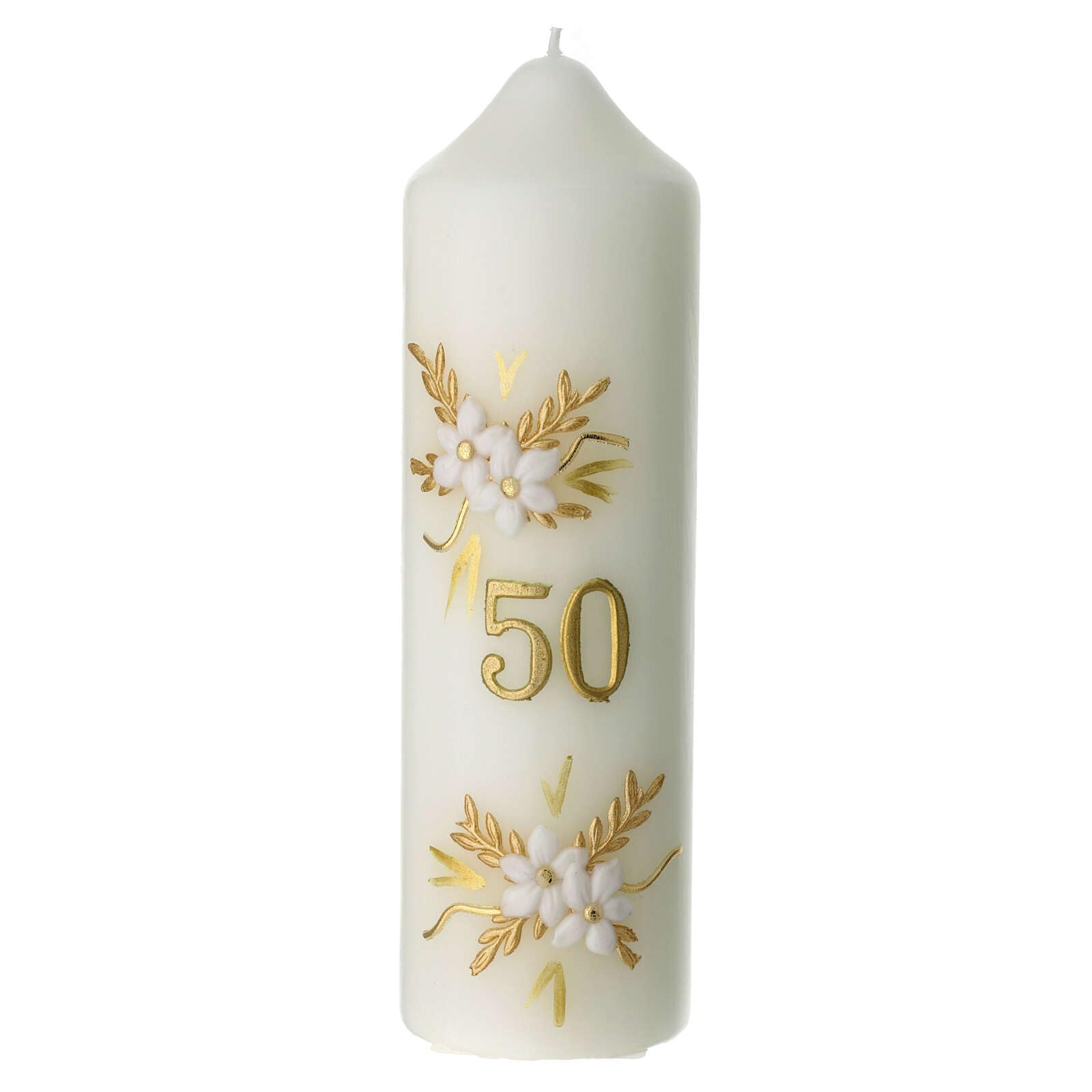 Candle for Golden Wedding Anniversary, Flowers, 165x50 mm