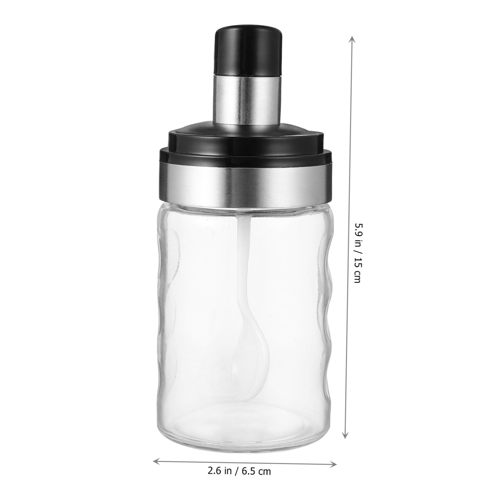 SOLUSTRE Stainless Steel Cooking Condiment Bottle Glass Seasoning Case Spoon Style Airtight Storage