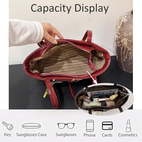 Vintage Y2K Shoulder Bag for Women,Small Belt Buckle Satchel Purse Leather Handbag Clutch Purse, Underarm Tote Handbag for Daily Use - Wine Red3