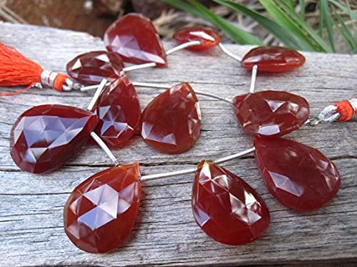 Calcédoine tomate briolettes en gouttes facettées LKBEADS 24x18mm pour création de bijoux