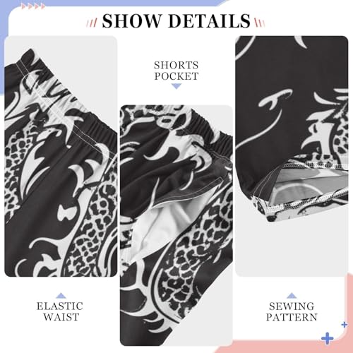 Chinese Dragon Retro Print Boys Long Pants Soft Trousers Elastic Waist Kids Lounge Bottoms with Pockets S-XL4