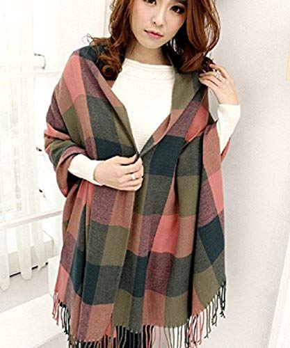 Women's Scarf, Fashion Long Shawl Big Grid Winter Warm Lattice Large Cashmere Scarf2