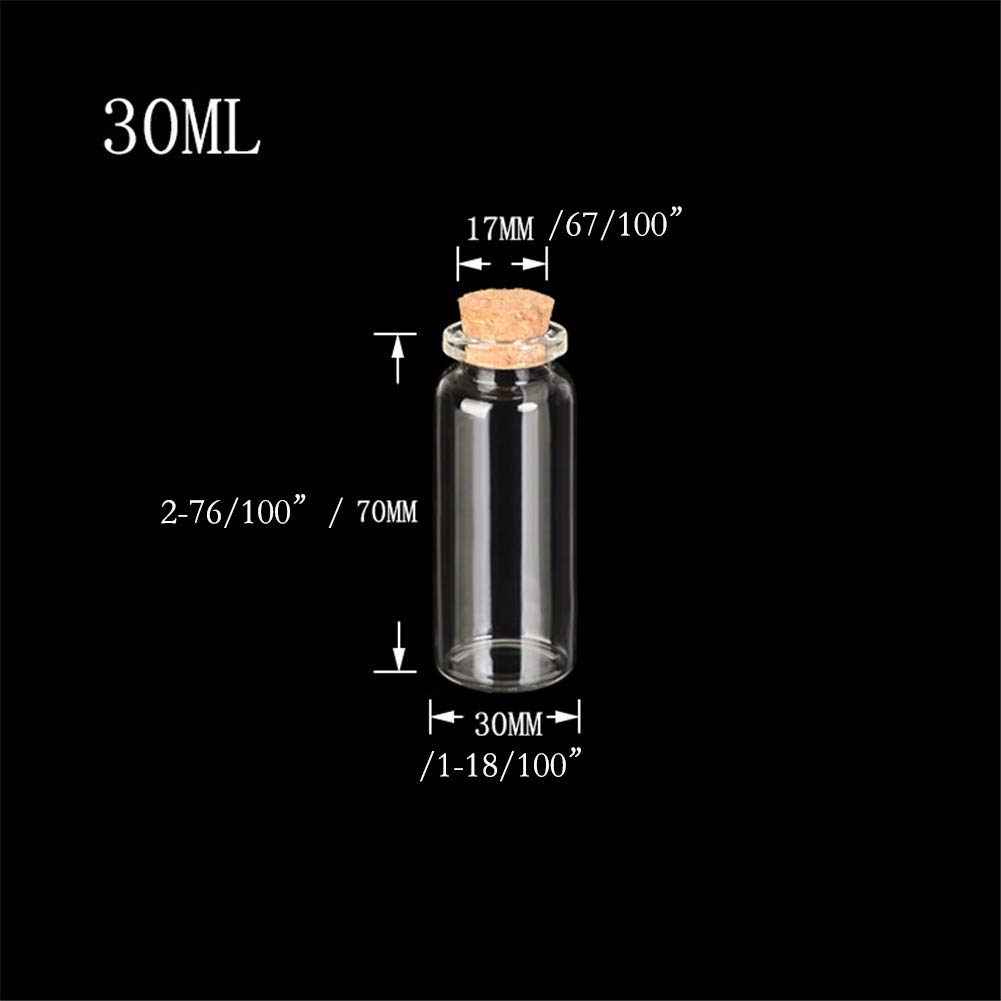 12pcs 30ml Botellas de Vidrio Mini Transparentes Con Corcho - Frascos Vacíos Pequeños Para Banquete de Boda (30ml-30x70x17mm)