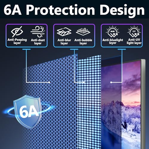 Image of Magnetic Computer Privacy Screen Filter 27 Inch for Frameless Monitor Thin Bezel 16:9 Widescreen, Hanging Removable Anti Glare Blue Light Privacy Filter Protector Eye Care