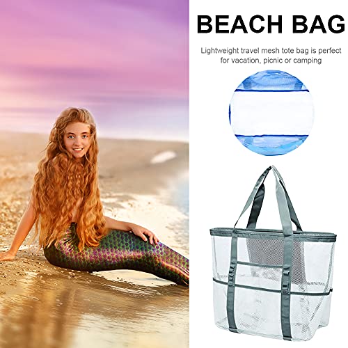 OKESYO Reistas strandtas mesh strandtas zand speelgoed opbergtas opvouwbare opbergkoffer picknick reizen toiletartikelen… - Image 6